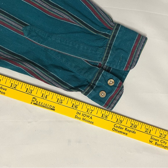 Vintage Men’s Oskkosh B’Gosh Striped Teal Shirt Size Large - Picture 16 of 16